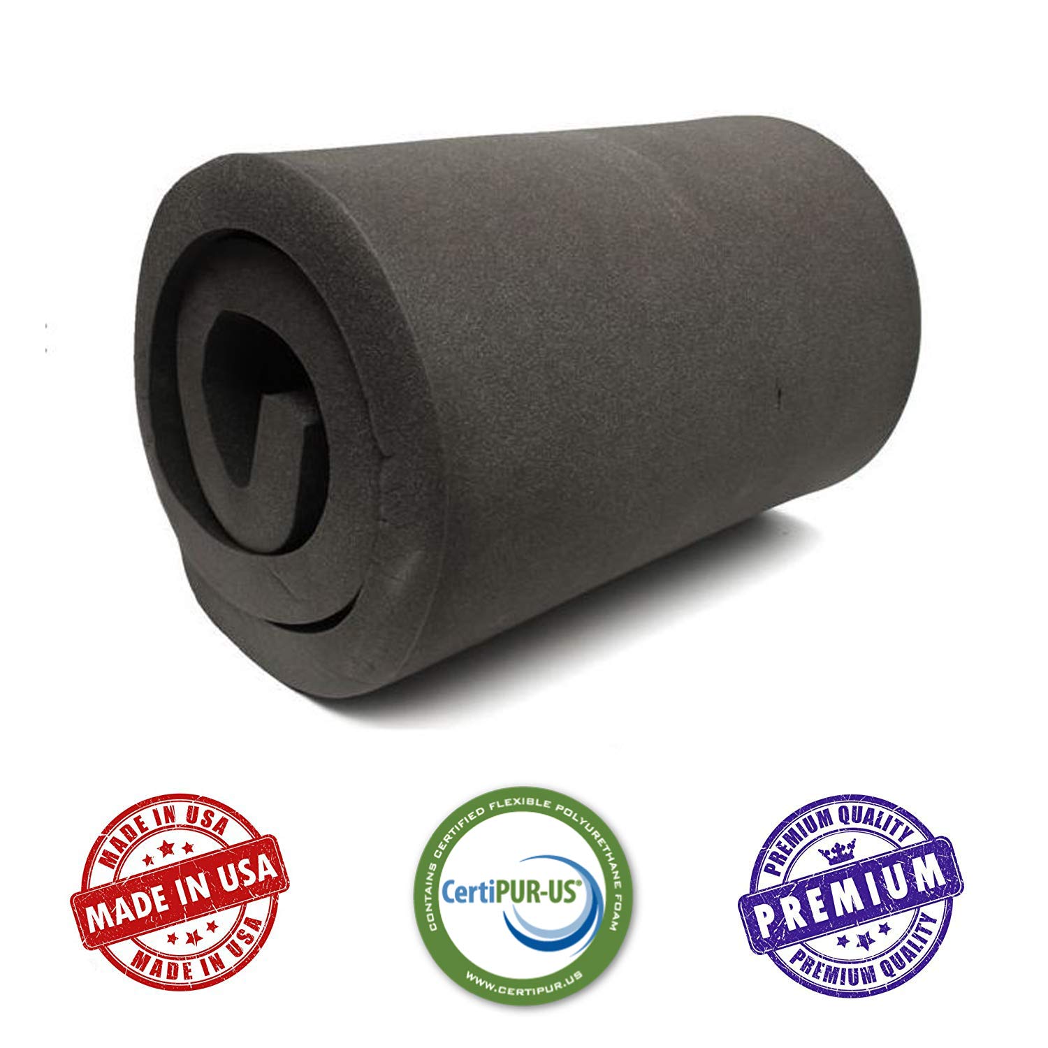 AKTRADING CO. CertiPUR-US Certified Charcoal Rubber Foam Sheet Cushion (Seat Replacement, Upholstery Sheet, Foam Padding, Acoustic Foam Sheet) - 1