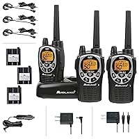 Midland® - GXT1000X3VP4 - Walkie Talkie Long Range Two-Way Radio - 50 Channel GMRS Radio - 142 Privacy Codes, SOS Siren, and NOAA Weather Alerts and Weather Scan - Black/Silver, 3-Pack