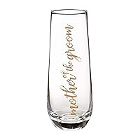 Lillian Rose Mother of Groom Stemless Champagne Wedding Toasting Glass, 1 Count (Pack of 1), Clear