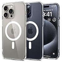 Spigen Magnetic Ultra Hybrid MagFit Designed for iPhone 15 Pro Max Case, [Compatible with MagSafe] [Anti-Yellowing] [Military-Grade Protection] (2023) - White
