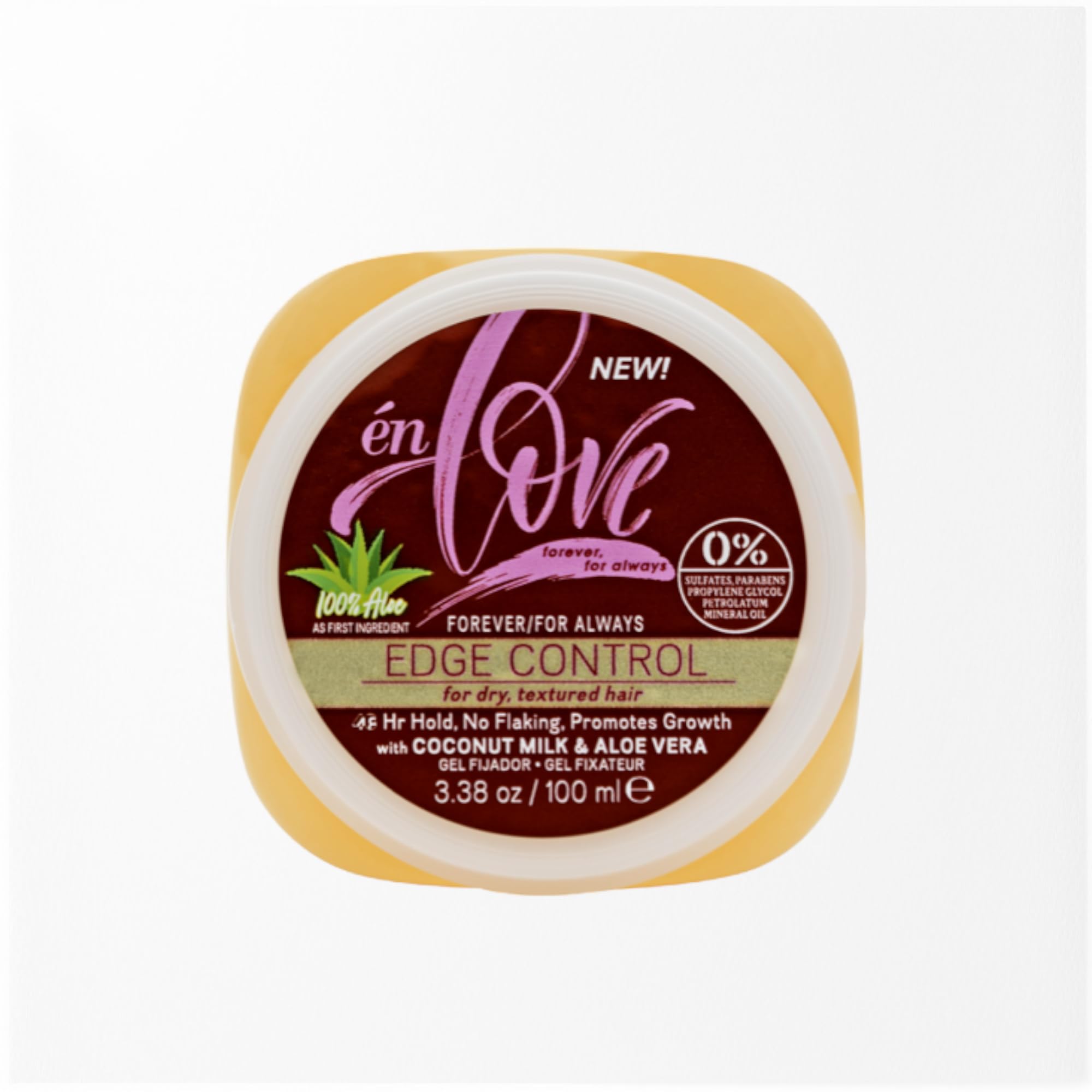én Love Forever for Always Edge Control Hair Gel with Natural Coconut Milk, Pure Aloe Vera and Argan Oil | 48 Hours Extra Hold Pomade | Promotes Growth | No Flaking | Luminous Shine | 3.38oz