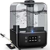 Humidifiers for Bedroom, Ultrasonic 5L Top Fill Humidifiers for Large Room Baby Home with 360° Rotation Nozzle, 3 Mist Levels, Auto Shut-Off, Timer, Essential Oil Diffuser, 30H Work Time, Quiet Black