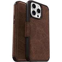 OtterBox iPhone 15 Pro MAX (Only) Strada Folio Series Case - ESPRESSO (Brown), Card Holder, Snaps to MagSafe, Genuine Leather, Pocket-Friendly, Folio Case