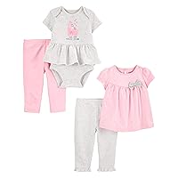 Baby Girls' 4-Piece Bodysuit and Pant Set