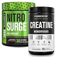 Nitrosurge Pre-Workout & Creatine Monohydrate - Pre Workout Powder With Creatine for Muscle Growth, Increased Strength, Endless Energy, Intense Pumps - Watermelon Preworkout & Unflavored Creatine