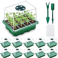 10 Pack Heightened Lids Seed Starter Tray-120Cell Reusable Thicken Seed Starting Trays Kit with Humidity Dome - Plant Germination Trays Mini Propagator Plant Greenhouse Growing Trays for Planting Seed