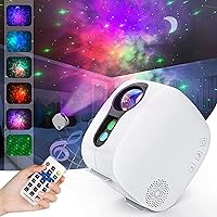 NUNET Galaxy Star Projector with Bluetooth Speaker Sky LED Multi-Color Moving Nebula Cloud Moon Multiple Modes Night Light with Remote Control Timer Music Sync for Indoor Outdoor Use