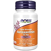 NOW Astaxanthin 12 mg, Triple Strength - 60 Veggie Softgels