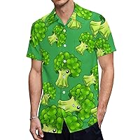 Broccoli Cartoon Men's Shirts Short Sleeve Hawaiian Shirt Beach Casual Work Shirt Tops