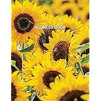 Low Vision Large Print Address Book With Sunflower Cover: Contacts and Password Book For Visually Impaired With Bold Lines on White Paper