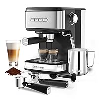 Mueller Premium Espresso Machine Coffee Maker with Milk Frother, Grinder,  15 Bar, Stainless Steel, Standard and Bottomless Portafilter, Multiple  Filters, Temp Control, Silver 