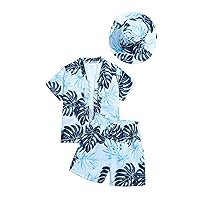 SOLY HUX Toddler Boy's 3 Piece Sets Hawaiian Outfits Tropical Print Open Front Kimono Top Swim Trunks