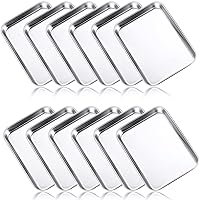 12 Pcs Baking Sheet Stainless Steel Cookie Sheet Small Metal Sheet Pans Professional Rectangle Oven Trays Kitchen Baking Cooking Oven and Toaster, Dishwasher Safe (7.1 x 5.1 Inch)