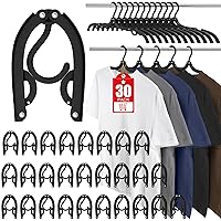 30 Pcs Travel Hangers Portable Foldable Travel Hanger Organizer, Plastic Travel Accessories Essentials Clothes Drying Rack Folding Hangers for Traveling Camping RV Cruises, Black