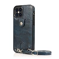Jaorty Necklace Crossbody Case for iPhone 12/iPhone 12 Pro PU Leather Wallet Lanyard Case Cover with Card Holder Adjustable Detachable Anti-Lost Neck Strap Case for iPhone 12/iPhone 12 Pro,6.1