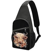 Highland Cow Sling Bag Crossbody Backpack Travel Chest Bag Hiking Daypack