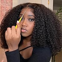 UNICE Pre Everyting Glueless Frontal Wig Kinky Curly 13X4 Pre Cut Lace Front Wigs Human Hair Pre Bleached Invisible Knots Put On and Go Wig Pre Plucked 150% Density 20 inch