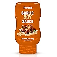 Funtable Garlic Soy Sauce (14.1oz, Pack of 1) - Korean Authentic Garlic Flavored Sweet Sauce, Ideal for Dipping, Marinating, & Seasoning, Korean Bulgogi, Meats, & Grilled Dishes.