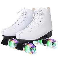 Roller Skates for Women and Men, Pu Leather Double Row-Classic Roller Skates for Girls, 4-Wheel Shiny Roller Boot Outdoor/Indoor Quad-Skates for Kids & Adults