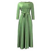 Womens Crew Neck Dresses Swing Fitted Dress Summer Simple Midi Dress Plus Size