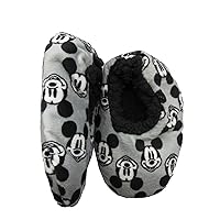 Toddler Fuzzy Babba Slippers with Non-Skid Bottom (2T-3T, Shoe Size 3-7, Mickey Mouse, Grey)