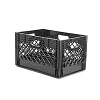 Milk Crate for Household Storage: The Ultimate Storage Tote for Groceries, Garages, Kayaking & Outdoor, Stackable Storage | BLACK, Plastic, 13