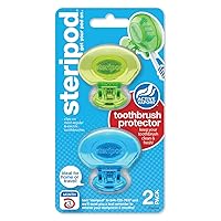 Steripod Toothbrush Protectors with Thymol, Fits Most Toothbrushes, Pink/Blue and Green/Blue 2 Count (Pack of 1)