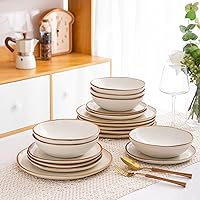 AmorArc Ceramic Dinnerware Sets,Handmade Reactive Glaze Plates and Bowls Sets,Highly Chip and Crack Resistant | Dishwasher & Microwave Safe Dishes Set,Service for 6 (18pc)