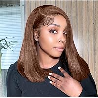 Chocolate Brown Lace Front Wig Human Hair 13x4 HD Lace Frontal Wigs Human Hair Pre Plucked Bob Wig Human Hair Wigs For Women #4 Dark Chocolate Brown Bob Wigs With Baby Hair 14 Inch