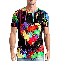 Funny World Men's 3D Pattern Printed Short Sleeve Novelty T-Shirts Crewneck Tee Casual Top