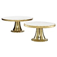 Deco 79 Marble Cake Stand with Gold Base, Set of 2 12