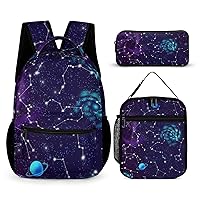Space Spiral Galaxies Lightweight Backpack and Lunch Bag Set 3 Piece with Pencil Case Outside Activities Travel