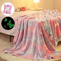 Glow in The Dark Blanket Butterfly Gifts for Girls,Soft Blanket 3 4 5 6 7 8 9 10 Year Old Girl Gifts, Toddler Girls Toys Age 6-8,Mothers Day Birthday Gifts Christmas, 50