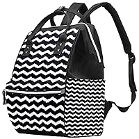 Black White Stripe Diaper Bag Travel Mom Bags Nappy Backpack Large Capacity for Baby Care