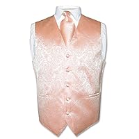 Vesuvio Napoli Men's Paisley Design Dress Vest & NeckTie SILVER GREY Color Gray Neck Tie Set