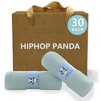 HIPHOP PANDA Baby Washcloths, Rayon Made from Bamboo - 2 Layer Ultra Soft Absorbent Newborn Bath Face Towel - Reusable Baby Wipes for Delicate Skin - Green, 30 Pack