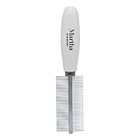 Martha Stewart for Pets Double Sided Comb for Dogs | 2-in-1 Dog Grooming Comb with Stainless Steel Pins | Wet or Dry Small Dog Brush for Dogs | Dog Grooming Supplies, Dog Hair Brush, Dog Comb