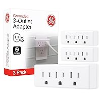 3-Outlet Extender, 3 Pack, Grounded Wall Tap, 3-Prong, Multiple Plug, Power Splitter, Cruise Essentials, Use for Home Office School Dorm, UL Listed, White, 47884