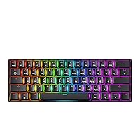 Mechanical Gaming Keyboard - 61 Keys Multi Color RGB Illuminated LED Backlit Wired Programmable for PC/Mac Gamer (Gateron Optical Yellow, Black)