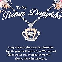 Tarsus Daughter/Bonus Daughter/Granddaughter Necklace Gifts from Mom Dad Bonus Mom Grandma, Crown Necklace Birthday Gifts for Daughter Bonus Daughter Granddaughter Teen Girls Women
