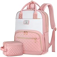 IGOLUMON Backpack for Women 15.6 Inch Laptop Backpack Work Business Backpacks Purse Waterproof Computer College Carry on Backpacks Nurse Bag Backbag 2 Sets Casual Daypack for Travel Pink