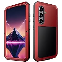 Mangix Galaxy S24 Plus Case,Built-in Glass Luxury Aluminum Alloy Protective Metal Extreme Shockproof Military Bumper Heavy Duty Cover Shell Case for Samsung Galaxy S24 Plus (Red)