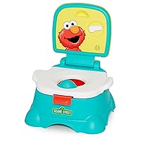 Sesame Street Elmo Hooray! 3-in-1 Potty Chair, Toilet Trainer, and Step Stool, Pretend Flush Handle, Gender Neutral Toddler Potty for Boys & Girls - Blue