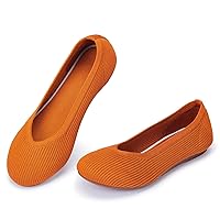 Frank Mully Women's Ballet Flats Round Toe Walking Flats Slip On Work Shoes Knitted Flats Shoes for Woman Soft Lightweight
