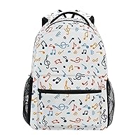 ALAZA Colorful Music Notes Musical Backpack Purse with Multiple Pockets Name Card Personalized Travel Laptop School Book Bag, Size M/16.9 inch