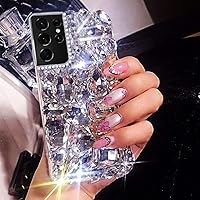 Bonitec Compatible with Samsung Galaxy S24 Ultra Glitter Case 3D Glitter Sparkle Bling Case Crystal Rhinestone Diamond Bumper Clear Gems Cute Protective Girly Case for Galaxy S24 Ultra