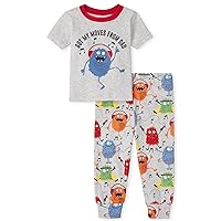 The Children's Place Unisex Baby and Toddler Short Sleeve Top and Pants Snug Fit 100% Cotton 2 Piece Pajama Sets