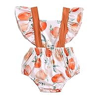 Baby Peach Print Ruffle Fly Sleeve Back Triangle Crawl Suit Newborn Bodysuits Set Leotards for Toddler