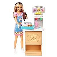 Barbie First Jobs Skipper Set With Doll Model, Snack Bar With Counter, Ice Cream Cup With Colour Change And 8 Accessories, Children's Toy, Ages 3 And Above, HKD79