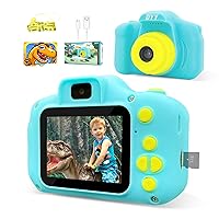 Dinosaur Theme Kids Camera HD 1080p Video Selfie Digital Camera for Kids Dream Gift for 3 4 5 6 7 8 Years Old Boys and Girls Toddler Video Record Camera with 32GB SD Card 2.0 Inch IPS Screen